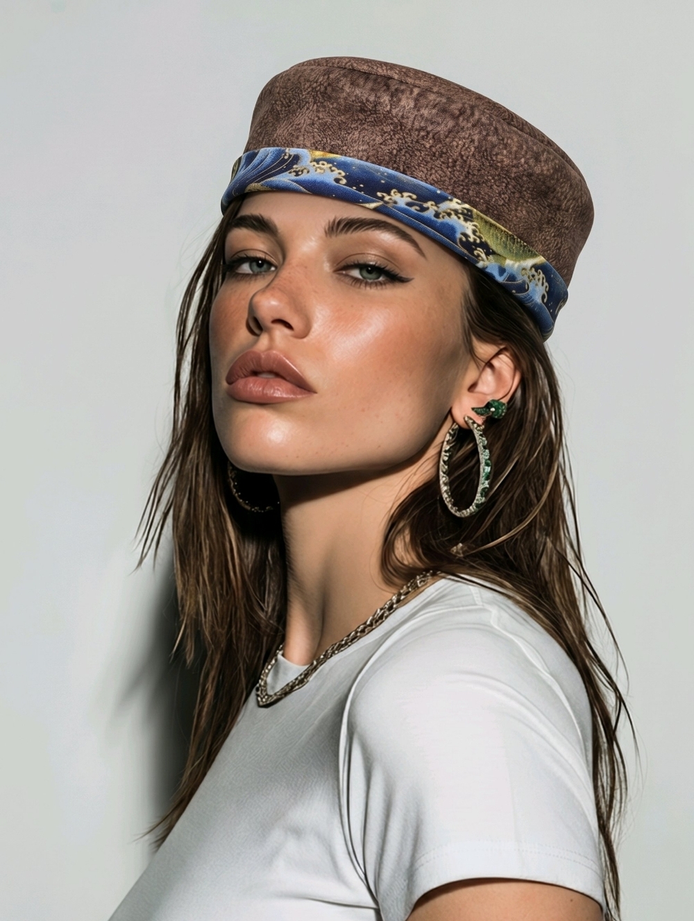 Unexpected Wimsical Boho SZ Small Hat, Brown Faux Suede